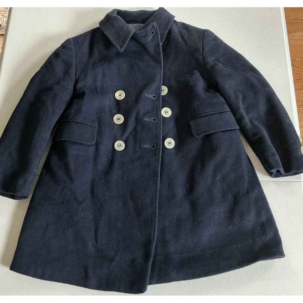 Vintage 1950s/60s Fieldston Grow-A-Year Boy's Navy Wool Sailor Pea Coat‎ Set